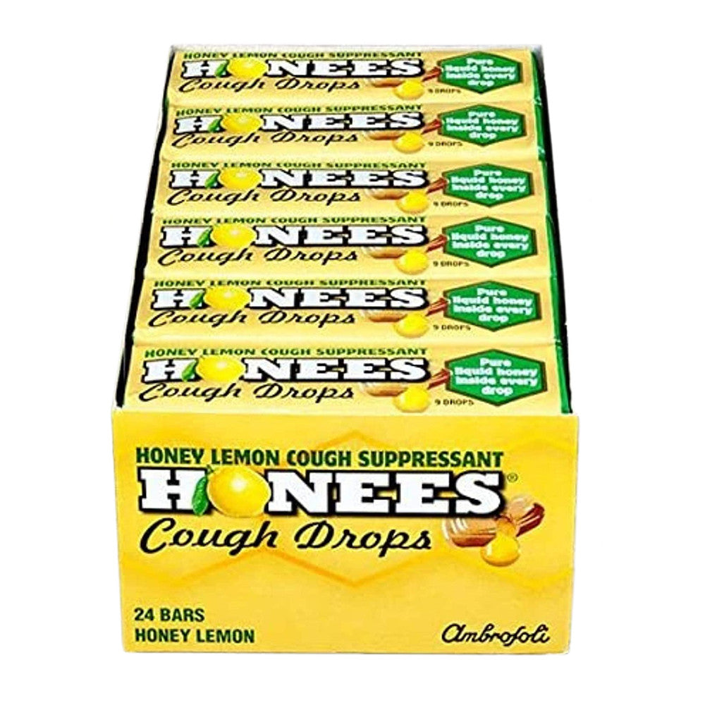 Honees Honey Lemon Menthol Drops 9 Lozenges, 24 Ea